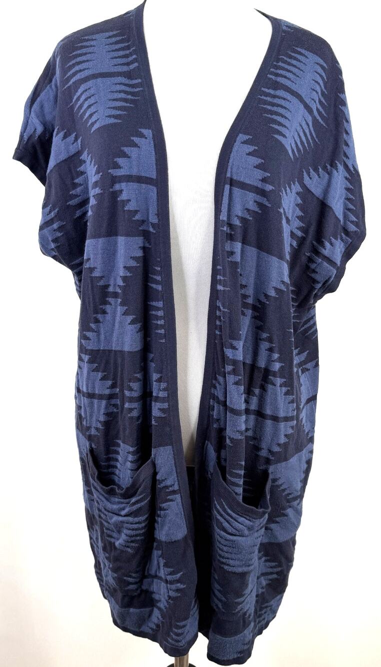 Pendleton Black & Blue Southwestern Aztec Open Cardigan Sweater Size XS - Small